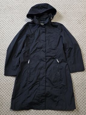 Eddie Bauer Black Hooded Trench Coat